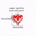 Pink heart-shaped glass bead with red ripples and white dots including size dimensions - Pink Base Red Wave Dot Style (款式4)