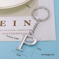 Polished silver metal letter P keychain with 35mm pendant and durable keyring charm - Letter-P