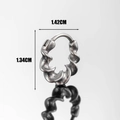 Unisex gedraaide touwstructuur oorring in vintage donkergrijs metaal, maat 1,42 cm - Vintage Gedraaid Touw Spiraal Stijl (S358)