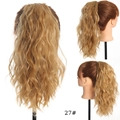 Detail of 27# honey blonde synthetic hair extension showing water wave curly texture - Honey Blonde