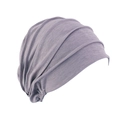 Light purple pleated turban hat for women, soft knitted headwear for sleep or chemo - One Size / Gray