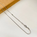 Silver stainless steel twist chain necklace with lobster clasp on white background - 2mm Rope Chain / 40+5CM Extension Chain / Steel