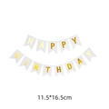 Striscione Happy Birthday bianco e oro, bandierine a coda di pesce 11,5x16,5cm - Striscione Buon Compleanno Bianco Oro