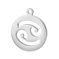 Silver Cancer zodiac sign necklace pendant with round cutout design on white background - Steel Color Cancer (KLJ4485-Z)