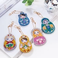 5-piece DIY Christmas Matryoshka diamond painting keychains with colorful rhinestones - QC002 Matryoshka Doll (5pcs) Double-sided