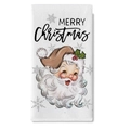 White Christmas kitchen towel with vintage Santa Claus print and Merry Christmas text - XWJ02-15 (Retro Santa)
