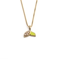 Golden whale tail necklace with clear crystals and yellow-green enamel inlay - Yellow-Green