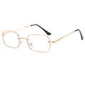 Fashion rimless polygon sunglasses with golden frame and twisted metal temple detail - Gold Frame Clear Lens