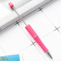 DIY plastic beaded ballpoint pen in bright pink finish with silver metal accent - Candy Watermelon Red
