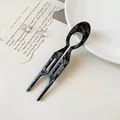 Elegante horquilla de pelo en forma de U minimalista con patrón de mármol oscuro - Negro y Gris