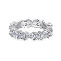 Elegant S925 sterling silver ring with oval cubic zirconia stones in a floral cluster design - Floral Cluster Style (DY120763)