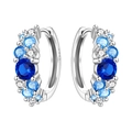 Créoles en argent S925 avec pierres bleues et blanches au design croisé chic - Créole Bleue Dégradée 4321-BU