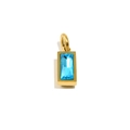 18K gold plated stainless steel rectangular pendant with a faceted blue birthstone - December - Zircon Blue