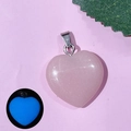 Pink natural stone heart pendant with blue luminous glow effect for jewelry making - 46-Luminous Light Pink