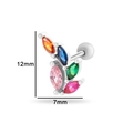 Piercing d'oreille en acier inoxydable avec pierres de zircon colorées papillon - Style Grappe de Feuilles Colorée (0162-11#) / Argent