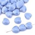 Perle in ceramica a forma di cuore azzurro con smalto lucido e foro per gioielli fai da te - Celeste