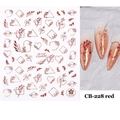 Macro detail of CB-228 red copper heart and rose 3D adhesive nail art stickers - CB-228 Plant Flower Geometric Style (CB-228) / Red