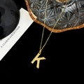S925 sterling silver gold K-letter necklace pendant with sparkling white zircons - Letter K