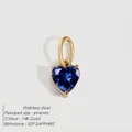 14K vergoldeter Edelstahl Herzanhänger mit saphirblauem Zirkonia-Stein 6x6mm - September Königsblau - Gold