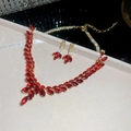 No.74 Gold Red Floral Leaf 2-Piece Set