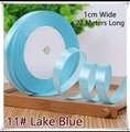 1cm lake blue satin ribbon roll 22m length for gift wrapping and DIY crafts - 11# Lake Blue