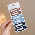 6-piece set of matte hollow star hair clips in brown, sky blue, and black for girls - Black Blue Brown Clips 6Pcs