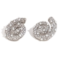 Spiral stud earrings in 18K gold plated steel with white pearls and sparkling zircons - Spiral Pearl Shell Style (Silver)
