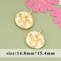 Ciondolo rotondo in metallo con motivo a stella marina, oro 18K, 14,8mm x 15,4mm - MF6901A-Stella Marina Dorata