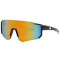 Black sport sunglasses with large orange-to-blue gradient polarized lens for cycling - Matte Black/Red Mirror