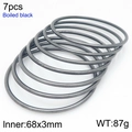 Set of 7 pieces 3mm boiled black titanium steel bangles with minimalist round wire design - 68mm-Set of 7 (KB209834-GC)