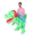 Funny green inflatable dinosaur riding costume for adults with red headphone detail - Cycling Headphones Dinosaur / One Size