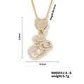 Gold plated letter S necklace with heart detail and cubic zirconia inlay pendant - Cursive Letter G Style (N00203J-X--G)