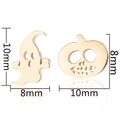 Cute Halloween ghost and pumpkin asymmetric earrings in gold finish measuring 10mm - 156 Ghost Pumpkin - Gold