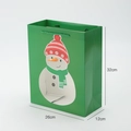 Green Christmas snowman gift bag with dimensions 32x26x12 cm and woven handles - Snowman Style - Green (5 Pcs/Pack)