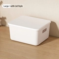 Large white minimalist storage box with lid and side handles for organized home storage - Large / White Thickened Storage Box with Lid
