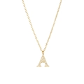 Chic gold-plated A-letter pendant necklace with micro-pave cubic zirconia on a cable chain - Gold-A
