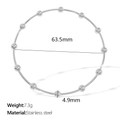 Silver stainless steel minimalist beaded bangle with 63.5mm inner diameter - Silver
