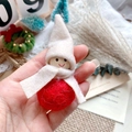 Handmade wool felt faceless gnome doll in red and white for Christmas tree decor - Red Plush Ball Body White Felt Hat Doll (A13)