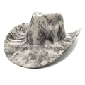 Cappello da cowboy vintage tie-dye bianco e nero in velluto a coste larghe - M(56-58cm) / Grigio
