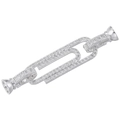 Close-up of silver-plated paperclip connector with cubic zirconia stones for necklaces - Platinum (VK230 Paperclip)