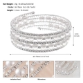 Detalle de pulsera elástica multicapa para novia con pedrería brillante y perlas - Pulsera de Espiral Elástica Multicapa / Plata (Espiral Elástica)