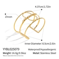 Detalle del brazalete de acero inoxidable chapado en oro de 18K con medidas de tamaño - Estilo de Circonita en Capas de Oro (YYBL025079)
