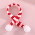 Miniature red and white striped knit scarf with plush pom-poms for DIY snowman dolls - White & Red Scarf 5 Pcs