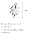 Polished silver stainless steel four-leaf clover pendant DIY charm 9x13mm size - DY743 Clover Silver