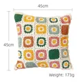 Handmade granny square crochet cushion cover with colorful floral patterns 45x45cm - 18x18 Inch / Multicolor (No Filling)
