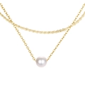 Collana chic a doppio strato in acciaio inossidabile dorato con ciondolo di perla - Oro