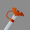Orange bat-shaped PVC straw cover cap for Stanley tumblers and drinking straws - Orange Bat / 10mm
