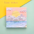 Notas adhesivas 3D relieve pintura al óleo atardecer, 8x8cm 80 hojas oficina - Estilo paisaje 02 - notas adhesivas impresas / 80 Piezas/Paquete