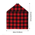 Christmas buffalo plaid chair cover in red and black with white pom-pom detail - H61cm x W49cm / Red and Black Grid