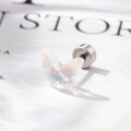 Iridescent butterfly titanium steel stud earring with colorful laser wing effect - Dreamy White (Single Piece)